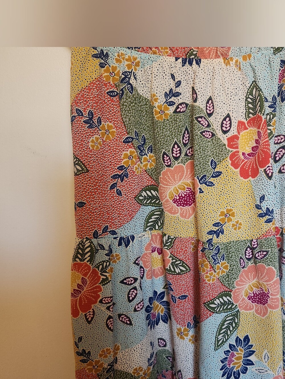 Monteau Floral Halter Tiered Maxi Dress - Yellow, Blue, Coral - Picture 2 of 6
